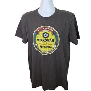 Kikkoman Soy Sauce Graphic Dark Gray Short Sleeve T-Shirt Size Large